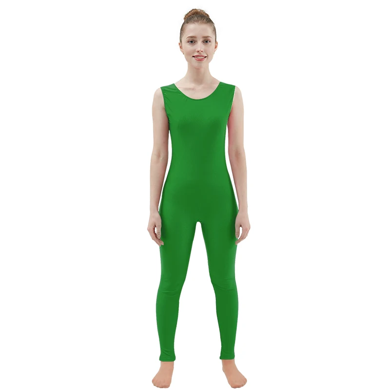Green Ensnovo женский костюм из лайкры и спандекса без рукавов, черный костюм для танцев, Женский гимнастический костюм для йоги, костюм для танцев - Цвет: Green