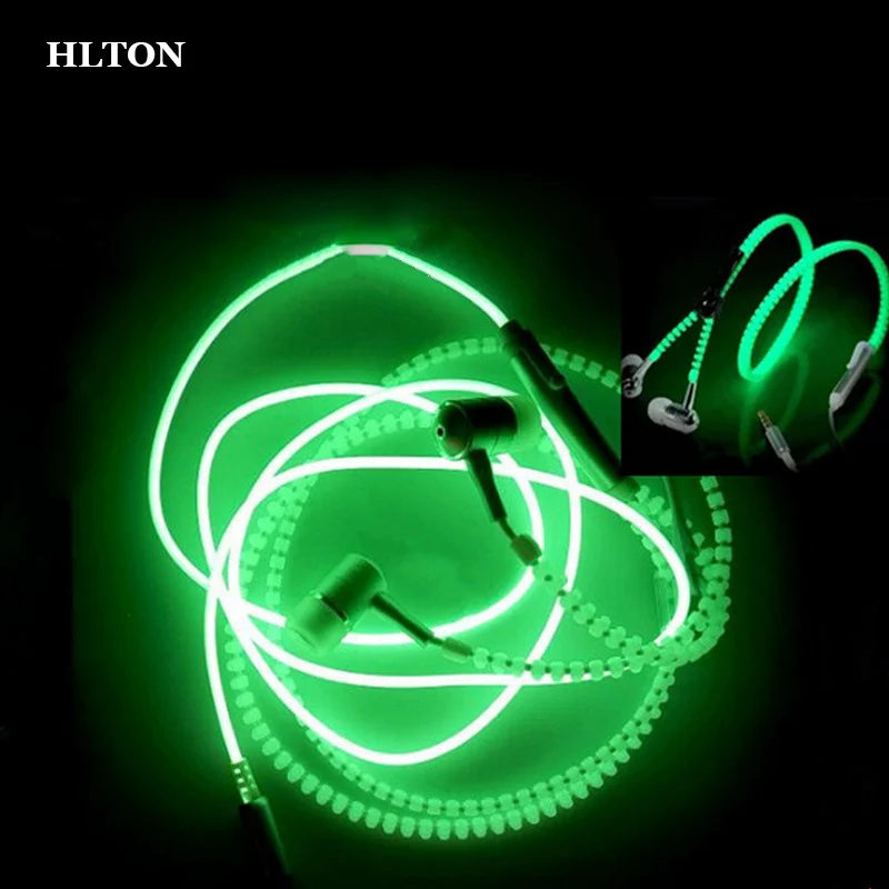 Модные металлические светящиеся наушники на молнии музыкальные стереонаушники