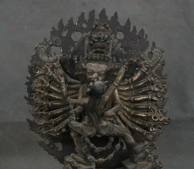 12 &quotАНТИЧНЫЙ ТИБЕТСКИЙ буддистский дворец бронзовая статуя Будды Ямантака яма дхармарая|statues buddha|statue