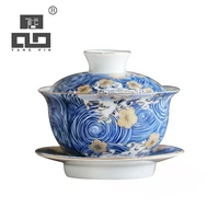 tangpin colour enamels ceramic gaiwan teacup handmade porcelain cup chawan chinese kung fu tea set 150ml