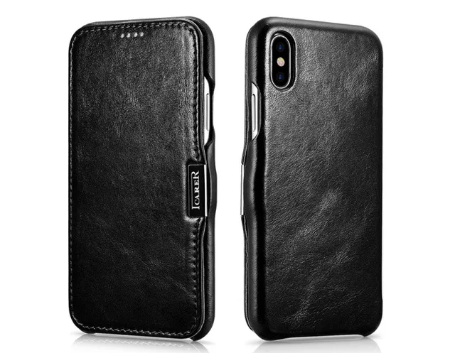

Original Icarer Retro Genuine Leather Cover for iPhone XS MAX Business Flip Case Protection Phone Accessories