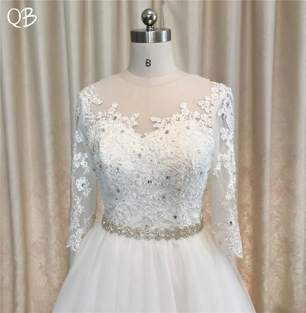 Длинные свадебные платья ТРАПЕЦИЕВИДНОЕ платье из тюля с кружевом бусинами и