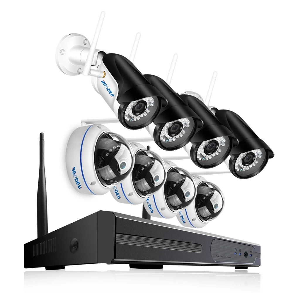 Система видеонаблюдения BESDER 8 каналов 1080P Wi Fi 4 наружных камеры и комнатных