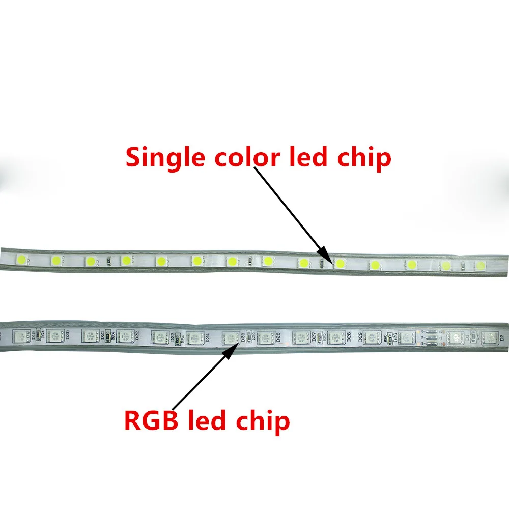 Гибкая светодиодная лента RGB SMD 5050 AC220V IP67 водонепроницаемая 60 светодиодов/м с