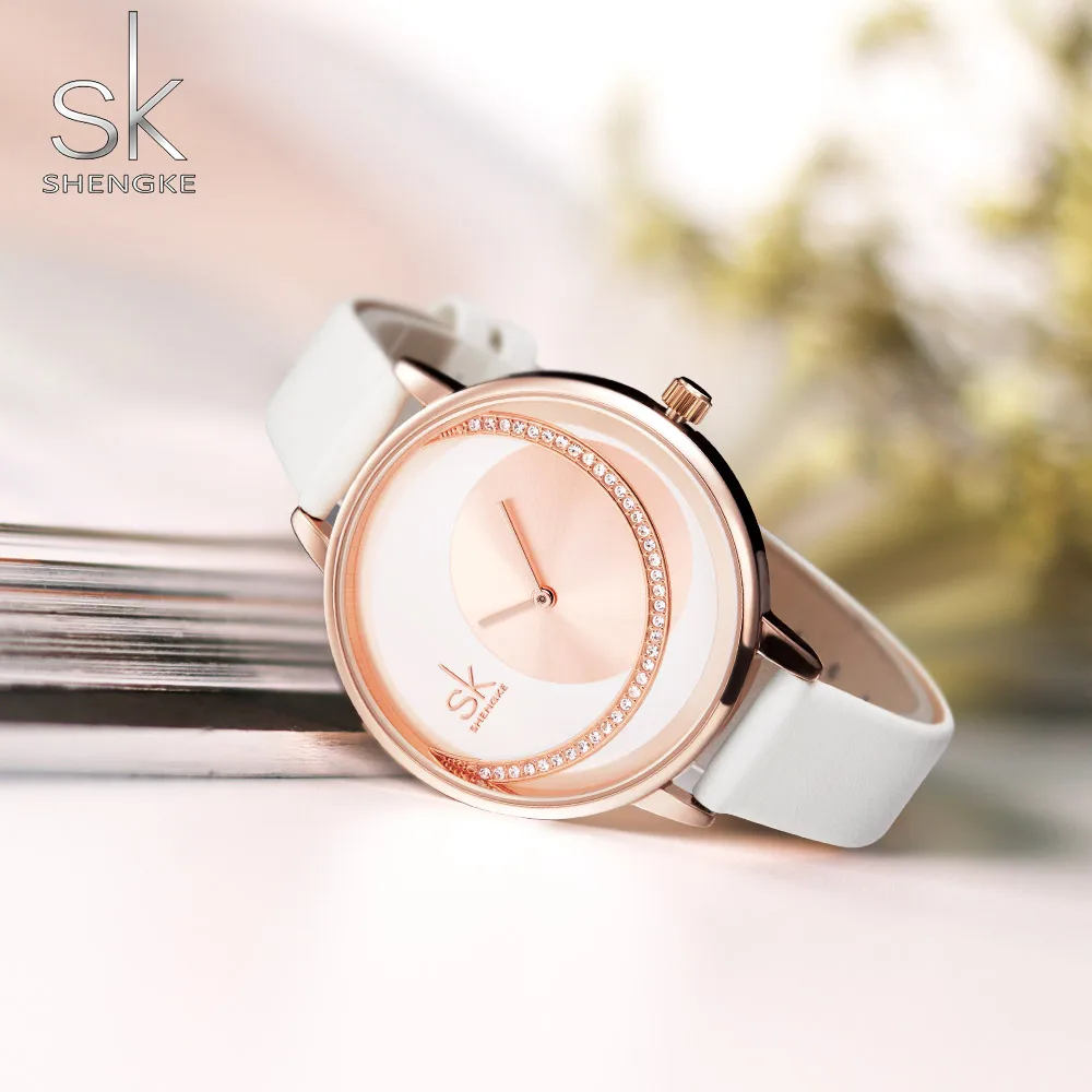 

Shengke Top Brand Luxury Crystal Women Wrist Watch SK Watch Women Watches Fashion Ladies Watch Leather Band Clock Reloj Mujer