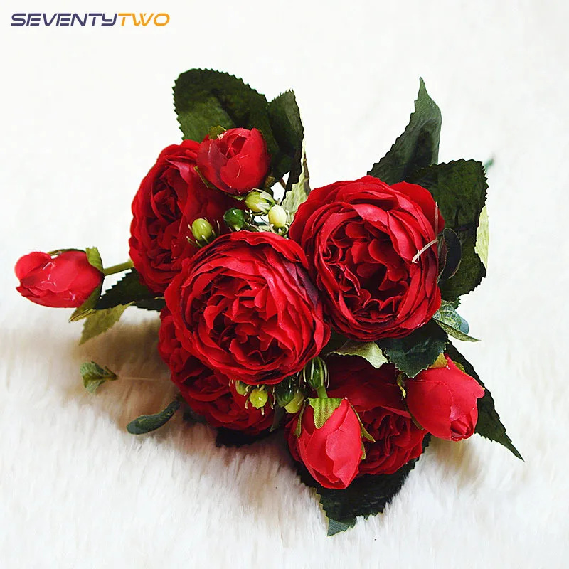 5 голов розы Искусственные цветы сделай сам реквизит для фотосъемки ручной