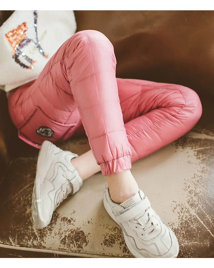 Winter Down Pants For Boys &amp Girls Children's Fashion Solid Parka Warm Trousers Casual Elastic Waist Straight Kids Outwear | Мать и