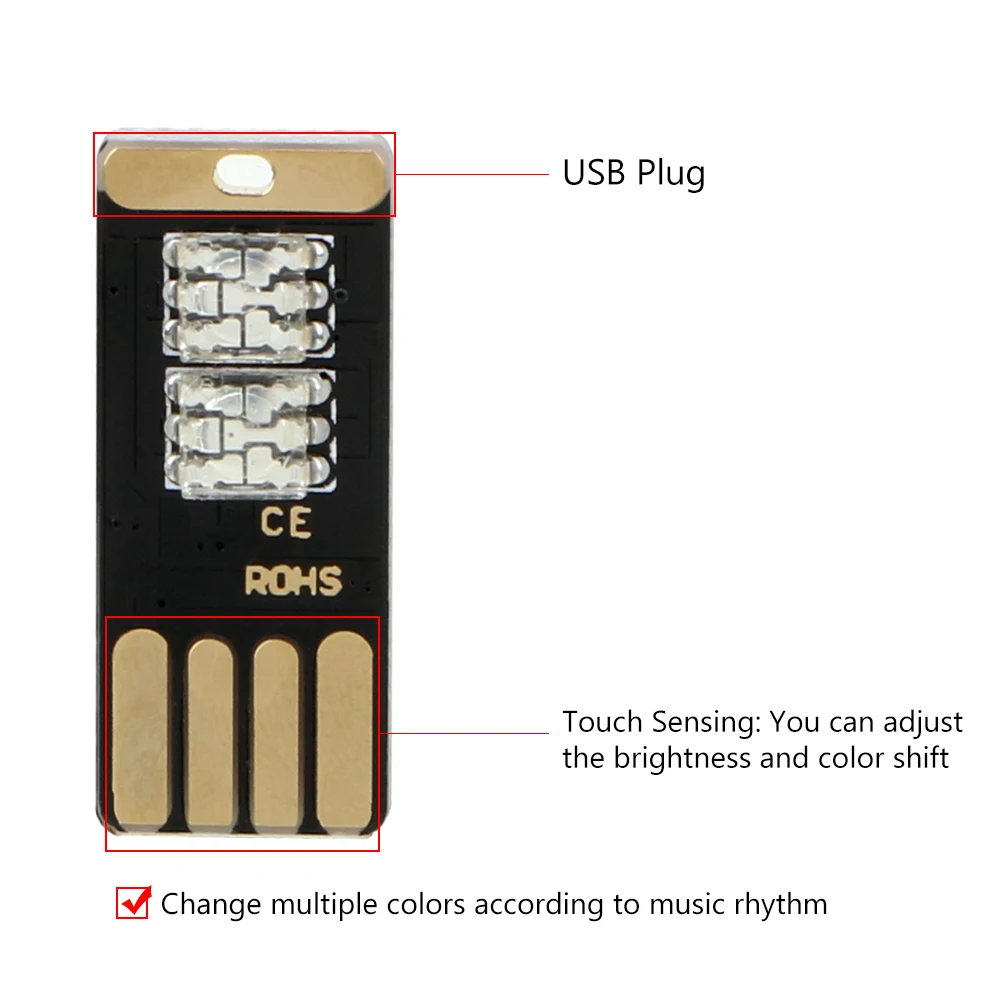 YOSOLO USB Автомобильный светодиодный атмосферный светильник 3 цвета сенсорное и