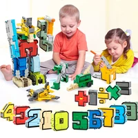 15pcs transformation number city diy creative buildings blocks sets figures robot toy brinquedos educational toys for children