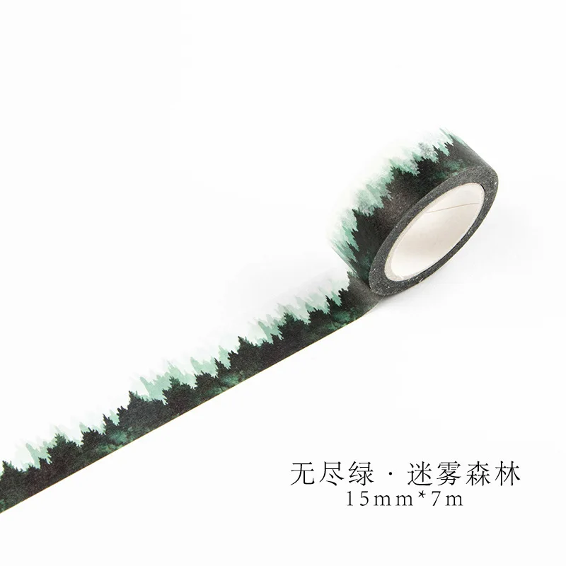 Декоративная лента Washi в японском стиле бесконечный Зеленый пейзаж стикер сделай