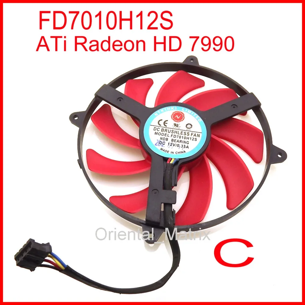 

NTK FD7010H12S 9cm DC 12V 0.35A 4Pin For ATi Radeon HD 7990 (3 Fan Model) Graphics Card Cooling Fan