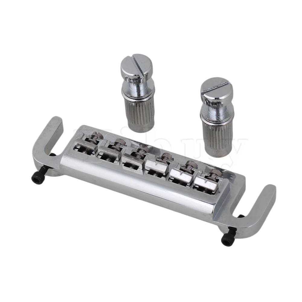 

Yibuy Chrome Wraparound Bridge Tailpiece for Guitar
