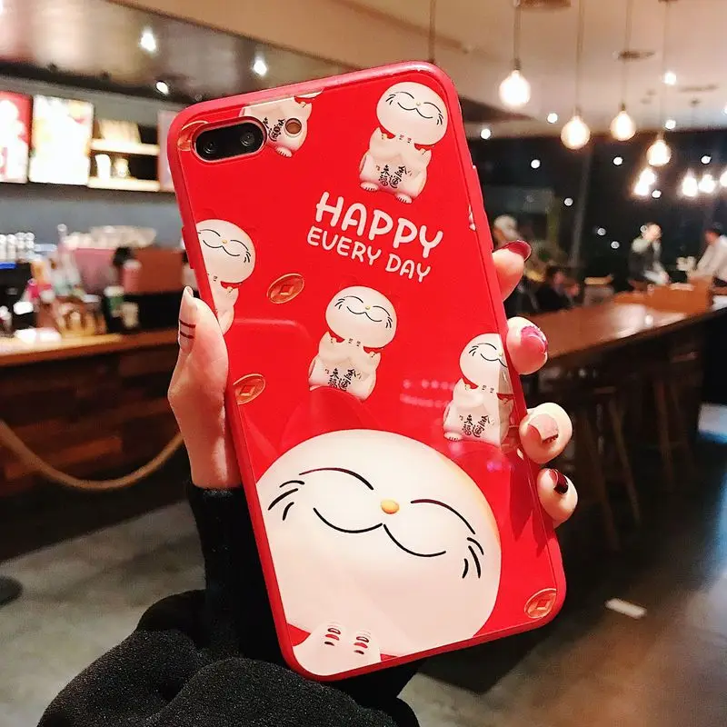 Новогодний чехол Lucky Cat and The Pig Phone Чехол для IPhone 7X6 XS 6S XR MAX 8 мягкий 6 7 Plus |