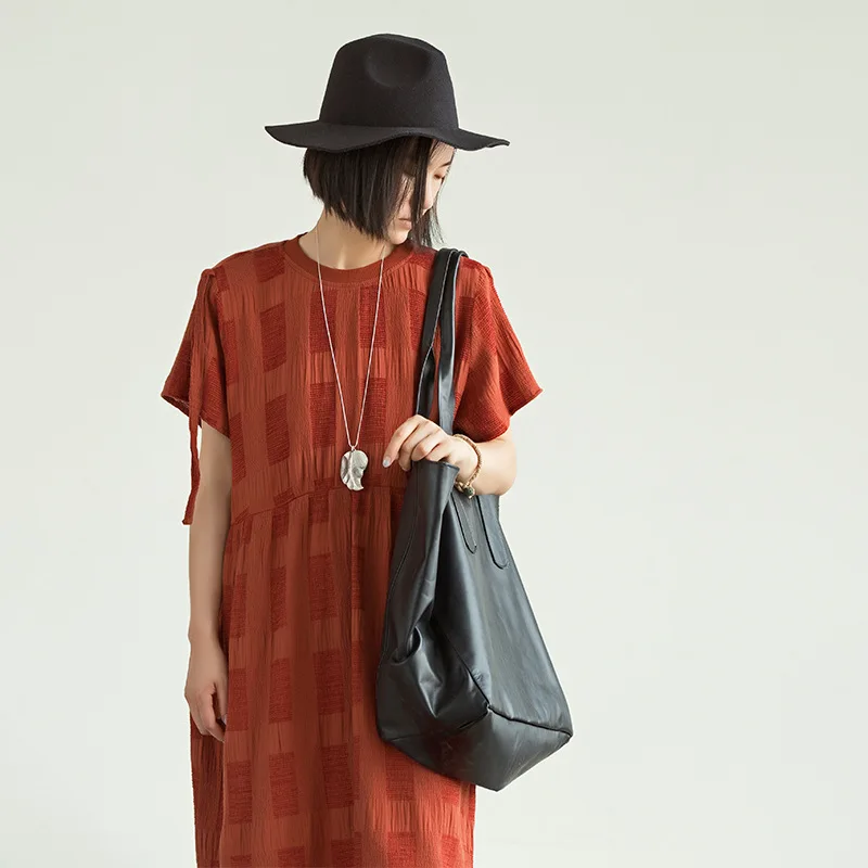 Женское винтажное платье Johnature повседневное свободное с круглым вырезом и