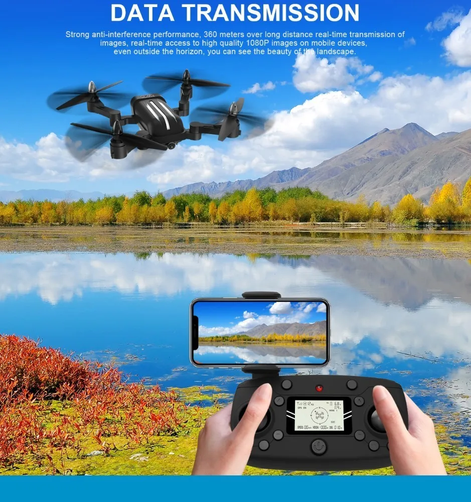 Радиоуправляемый Дрон Bayangtoys X28 gps Дроны с камерой HD 5MP Wifi FPV Квадрокоптер селфи