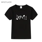 Детская футболка Love Music, Летние повседневные топы с коротким рукавом, футболка для маленьких мальчиков и девочек, забавная футболка с музыкальными нотами, детские футболки