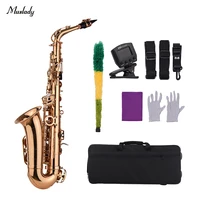muslady eb alto saxophone sax brass material wind instrument with carry case gloves cleaning cloth sax straps tuner