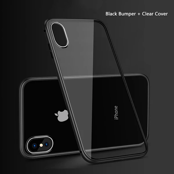 Магнитное закаленное стекло чехол для IPhone X 8 Plus 7 Plus прозрачная задняя крышка+ Встроенный магнит чехол для IPhone 6 7 8 металлический Ультра чехол s - Цвет: Clear Black