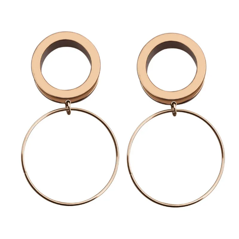 rose gold color Новые 2 шт Розовое золото серебряные серьги из нержавеющей стали пробки и тоннели для пирсинга панк расширения уха растягиваются феш тоннель тела ювелирные изделия - Окраска металла: rose gold color