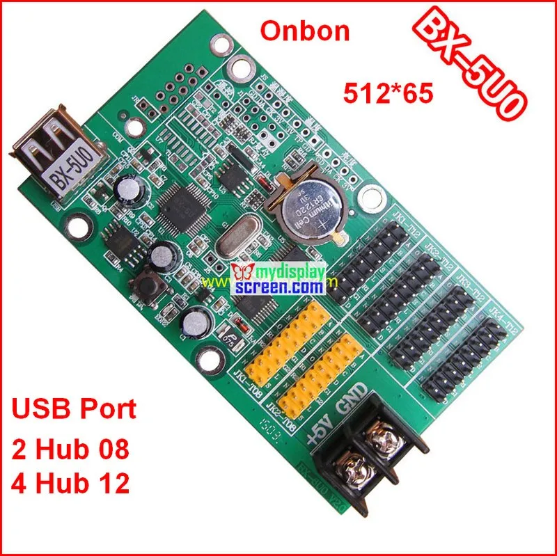 Контроллер onbon BX-5U0, usb+ ethernet порт, 512*64, поддержка HUB12+ hub08, использование для монохромного, двухцветного, ledshoutw контроллера
