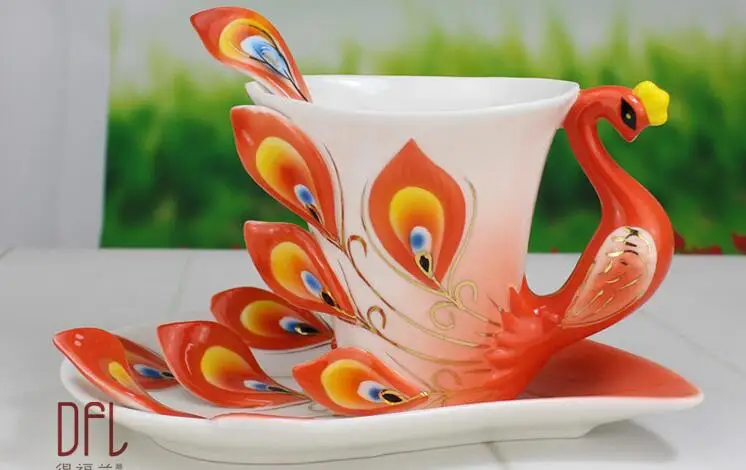 Креативные керамические кружки с большим павлином для кофе|creative mug|coffee cuppeacock coffee