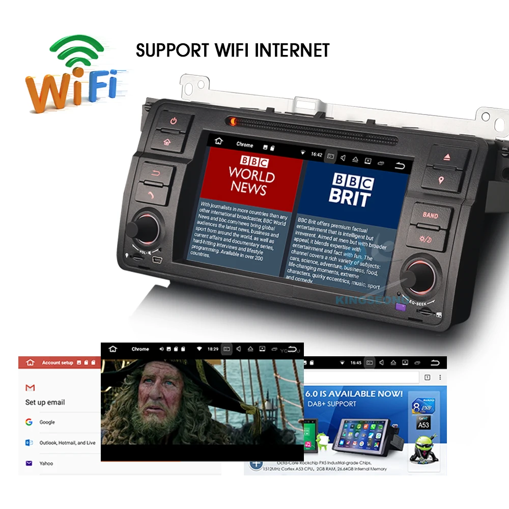 Автомобильная навигация 4-Core Android 7.1.2 Head Unit GPS Sat Nav для BMW 3 Series E46 M3 Rover 75 MG ZT 3G DAB+ WIFI OBD CANBUS USB BT.