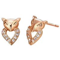 fox shaped earrings rose gold filled lovely childrens baby stud earrings