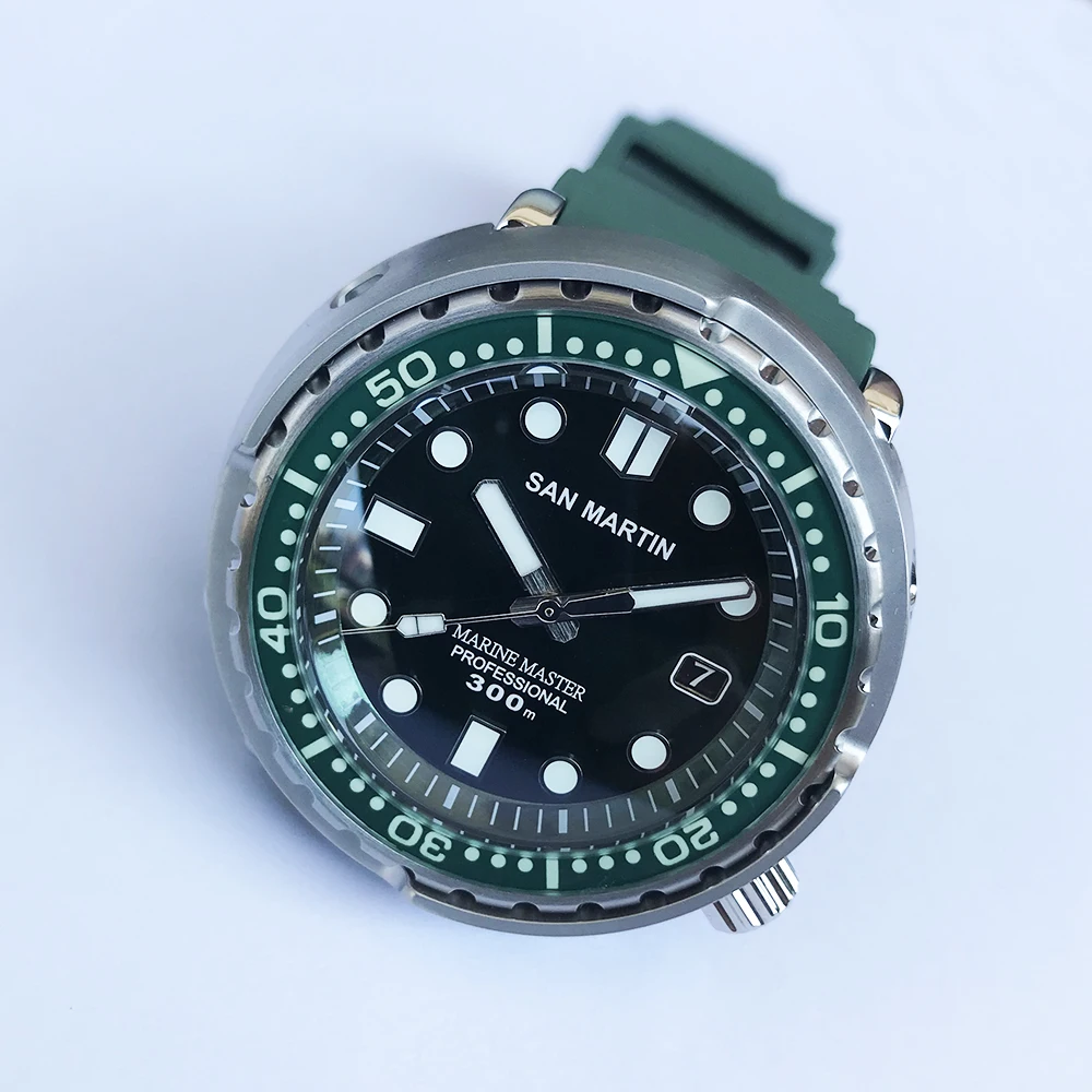 San Martin Tuna SBBN015 модные автоматические часы NH35 нержавеющая сталь дайвинг часы 300 м водонепроницаемые светящиеся ободки