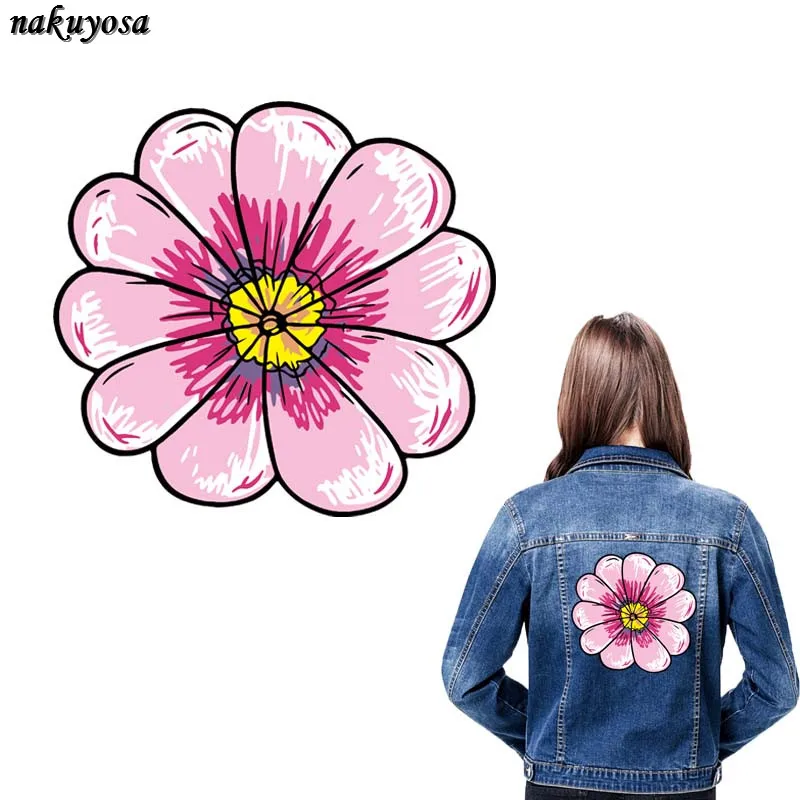 5pcs Fashion pink flower Iron Patches For Clothing T-shirt Dresses DIY Accessory Decoration Heat Press Appliqued 22*20.7CM | Дом и сад