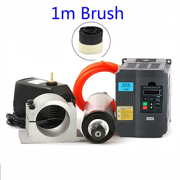 with Brush 2.2KW шпиндель с водяным охлаждением комплект фрезерный мотор шпинделя с ЧПУ 2.2KW VFD инвертор 80 мм Зажимная труба водяного насоса 13 шт. ER20 для фрезерного станка с ЧПУ - Цвет: with Brush