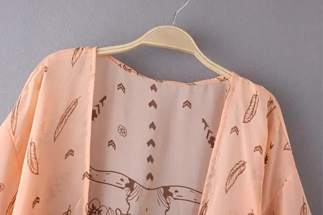 Модная женская летняя шифоновая блузка Пляжное кимоно Boho кардиган с цветочным