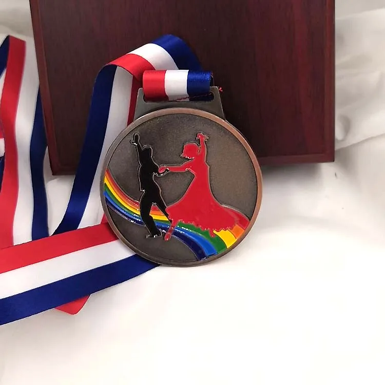 Цветные танцевальные медали золотого серебряного цвета разветвленный цвет с