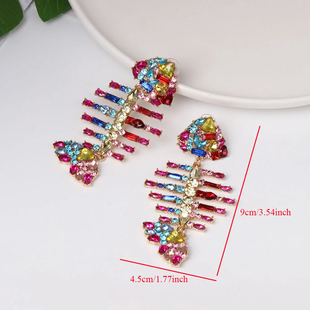 Женские Висячие серьги Boho большие висячие с кристаллами в виде рыбки и птицы