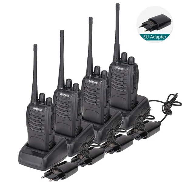 4 шт. Baofeng BF-888S портативная рация USB Зарядка адаптер портативное радио CB радио UHF 888S Comunicador трансивер+ 4 гарнитуры - Цвет: Add 4PCS EU adapter