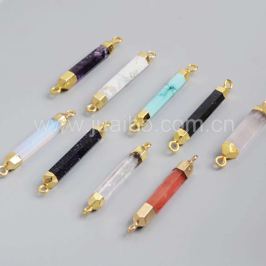 Смешивать Цвета Позолоченные Мульти-Вид Камни Точка Двойной Разъем