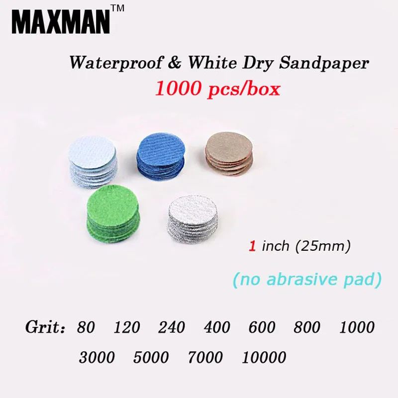 

MAXMAN 1000 PCS 1 inch Waterproof Dry Wet Amphibious Sandpaper No Abrasive Pad Sanding Disc For Abrasive Tool Dremel Accessories