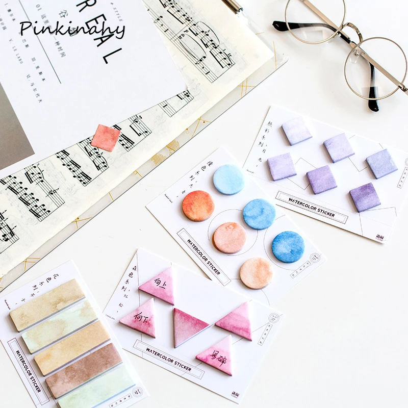 Креативный лес акварельный Градиент японский липкий блокнот почтовая наклейка