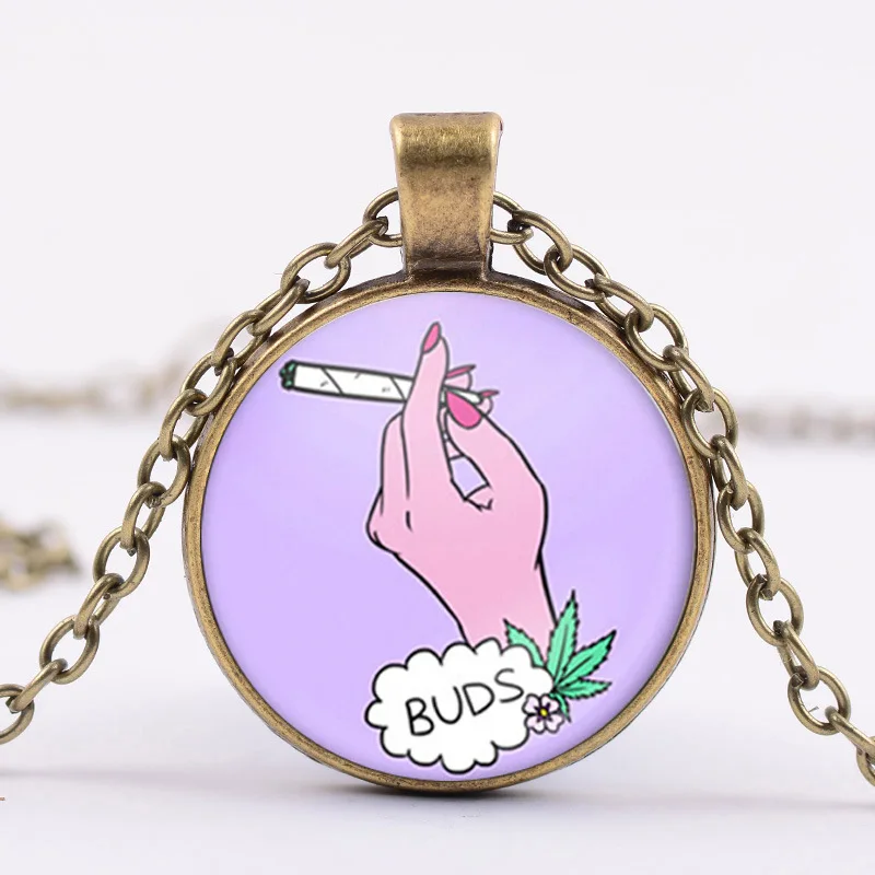 Новый Smoke Weed Цепочки и ожерелья почки Jewelry кулон Стекло Фото Кулон
