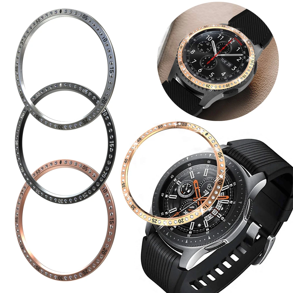 Алмазный Декор, Смарт-часы, чехол для samsung Galaxy Watch 46 мм 42 мм, ободок, кольцо, клейкая крышка, против царапин, металлическое кольцо