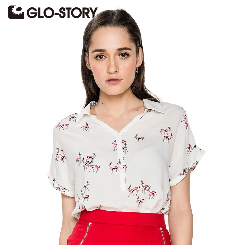 

Женская блузка с коротким рукавом, весна-лето GLO-STORY, 2018