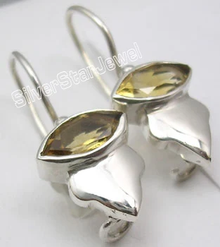 CITRINE Серебряный гранат Необычные Длинные Висячие Серьги 2.5 см Религия ювелирные изделия вариации - Окраска металла: CITRINE