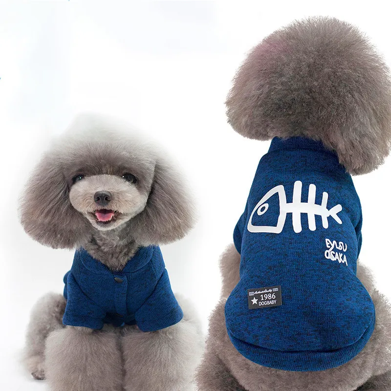 Осень-зима Одежда для собак кошек и собак теплая одежда Pet Puppy хлопок пальто 3 цвета Fishbone печатные домашние наряды