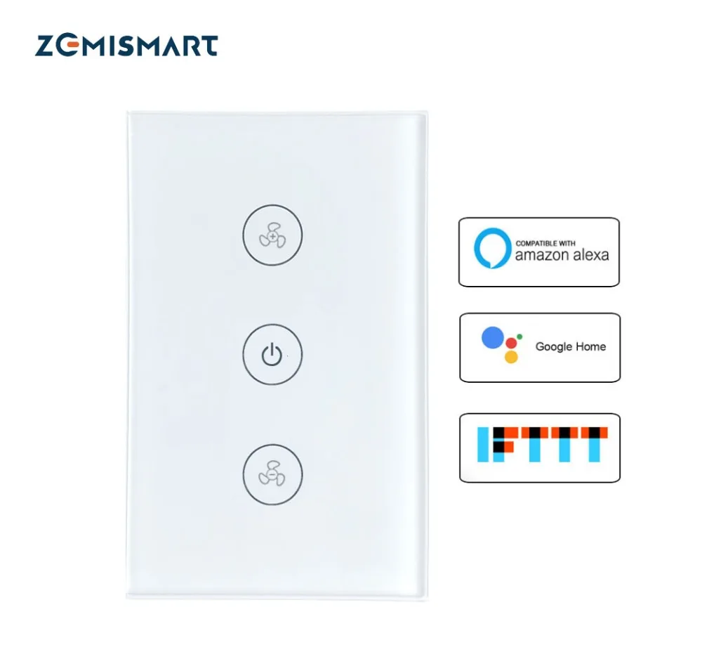 Zemismart ЕС США Alexa Google Home умный потолочный вентилятор переключатель Wifi приложение таймер контроль скорости группа регулировка скорости домашний настенный переключатель