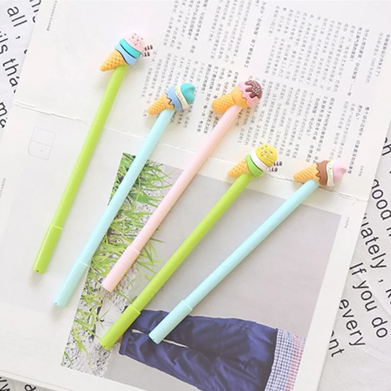 3pcs Cute Ice cream gel pen 0.5mm ballpoint Black color ink pens gift Stationery School Office supplies Material escolar DB742 | Канцтовары