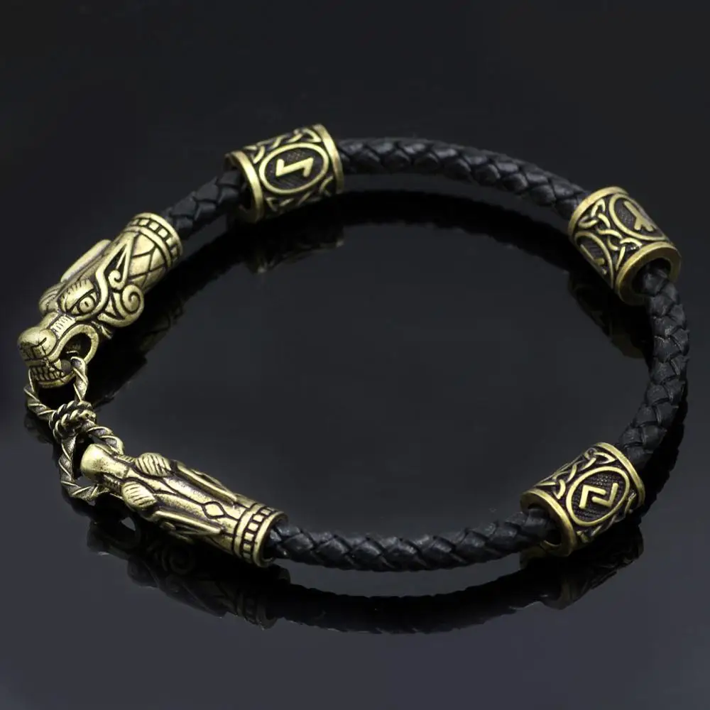 Design 2 Скандинавский Викинг, кожаный браслет, Викинг, бусины, голова дракона, серебряный браслет, Викинг, ювелирные изделия для мужчин, модные подарки - Окраска металла: Design 2