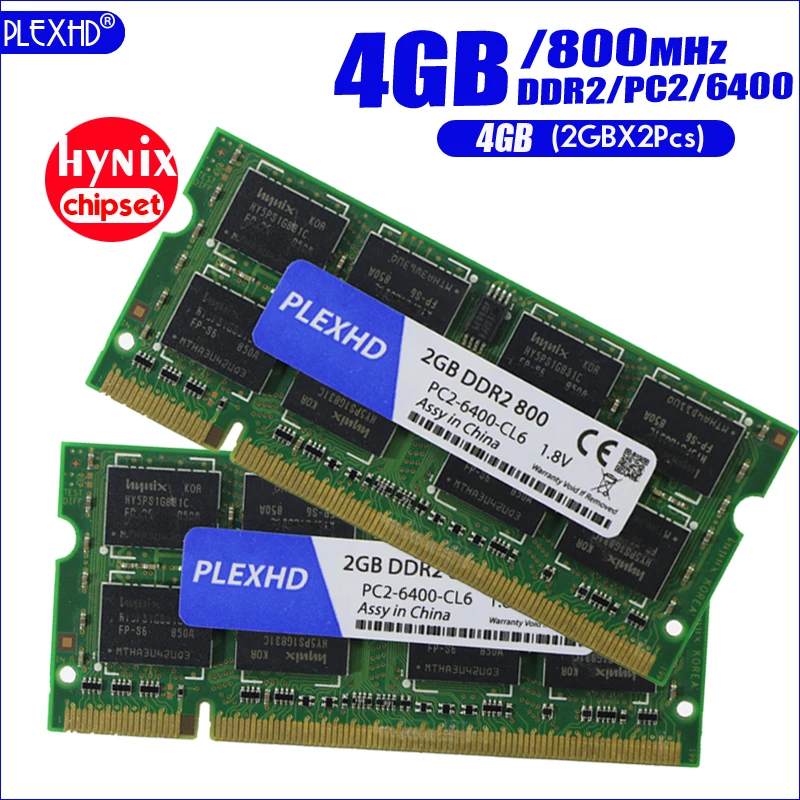 PLEXHD 4G 4 Гб (2GBX 2 шт) DDR2 pc2 6400 800 МГц 2RX8 память для ноутбука 6400S ddr2 200pin оперативная