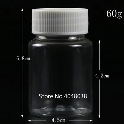 60g Round Прозрачный пластиковый флакон ПЭТ прозрачный пустой флакон 15/20/30/50 мл капсула контейнер для упаковки квадратные бутылки для многоразового использования - Цвет: 60g Round