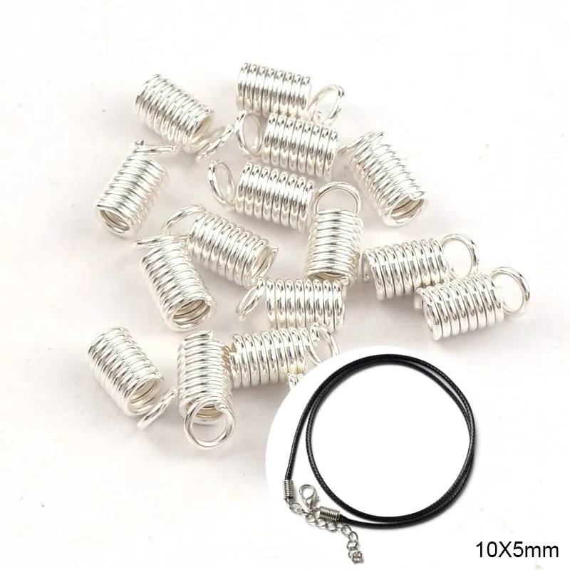 

10x5mm Spring Crimp Ends Fastener Coil Cord Crimps End Caps Clasps Extension DIY Necklace Connectors Jewelry Findings