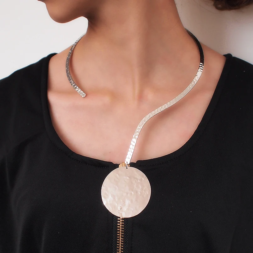 Геометрическое искусственное ожерелье чокер трендовый металлический нагрудник