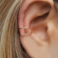 2pcs fake piercing fashion punk rock ear clip cuff wrap earrings no piercing clip hollow out u pattern statement jewelry